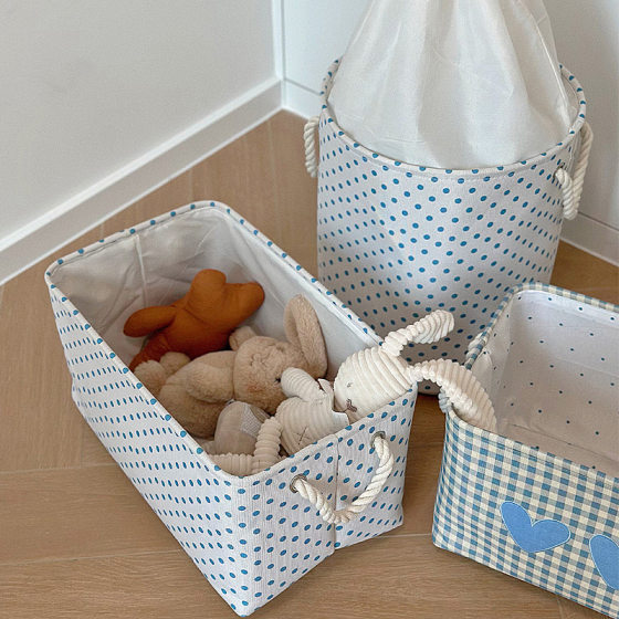 Thickened Canvas Fabric Kidsren's Toy Storage Bucket Cartoon Embroider Building Blocks Hand-Made Storage Basket Large Clothes Dirty Clothes Bucket