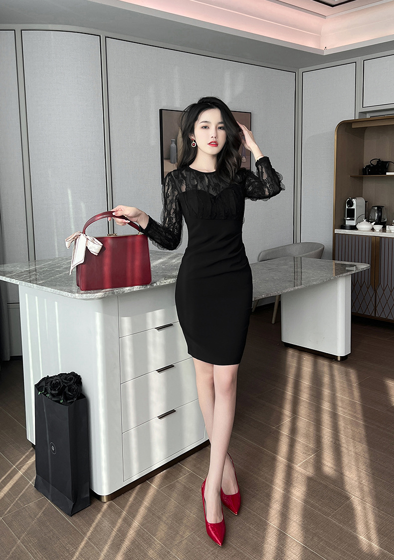 A2594 1120K VÁY ĐẦM LIỀN THÂN NỮ CHOTDNG DÁNG ÔM BODY GỢI CẢM SEXY LƯỚI MỎNG MÙA XUÂN THU ĐÔNG THỜI TRANG NỮ REN G04 SẢN PHẨM MỚI