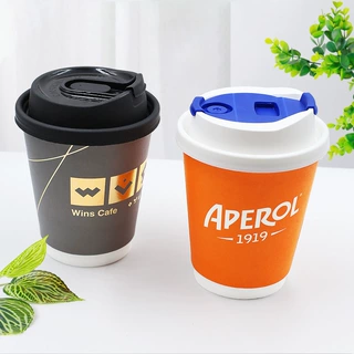 纸杯一次性单层纸杯加厚双层咖啡奶茶热饮杯广告杯定制可加印LOGO