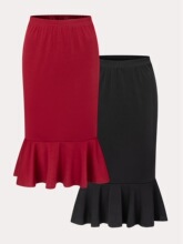 T 39605 Elegant Wave Dot Midi Skirt ���c����ȹ �羳�W��