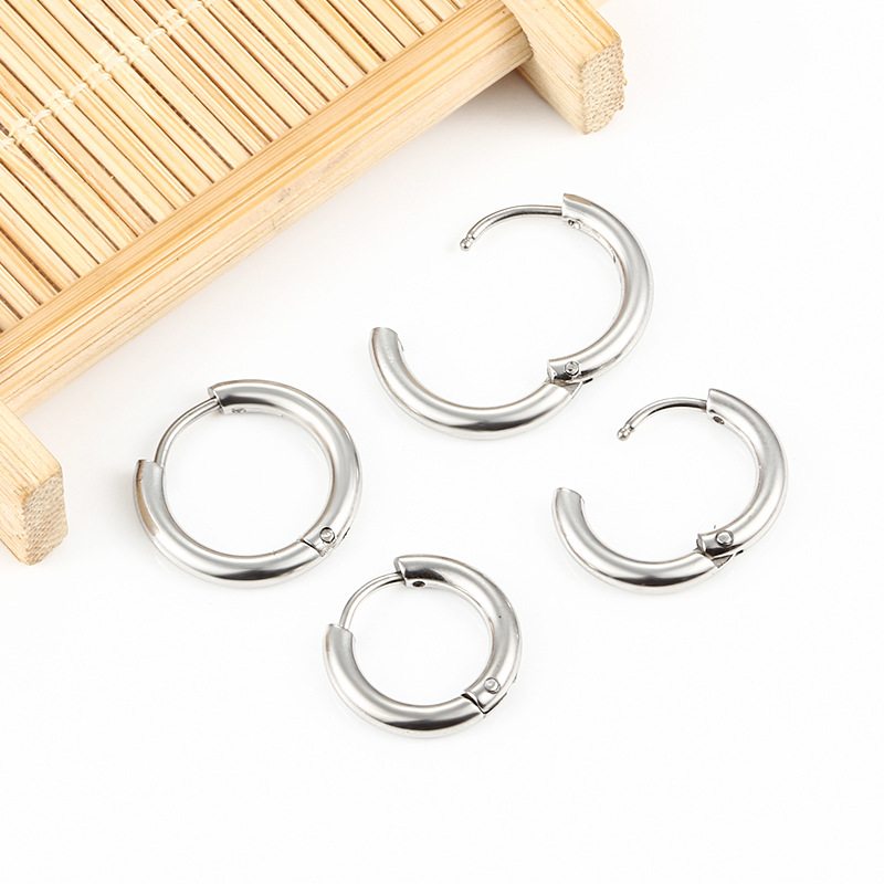 Stainless Steel Material 10 PCS/Package Diameter 15mm Diameter 17mm Diameter 19mm Stainless Steel Geometric Hook Earring Findings