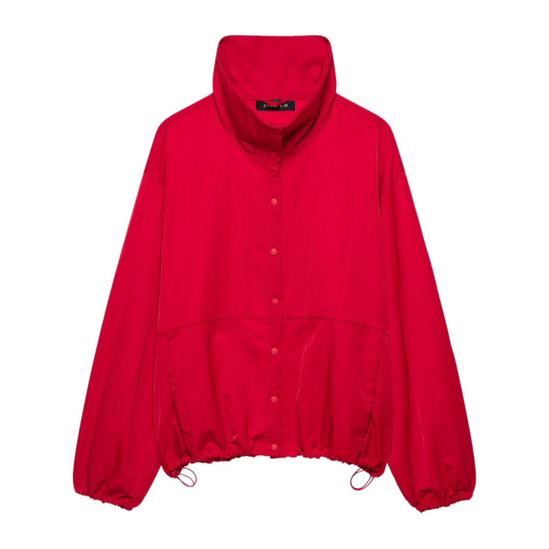 UNIZERA Women's Clothing 2026 Autumn New Casual Long-Sleeve Stand-Up Collar Red Snap-Button Jacket for Women 4749707