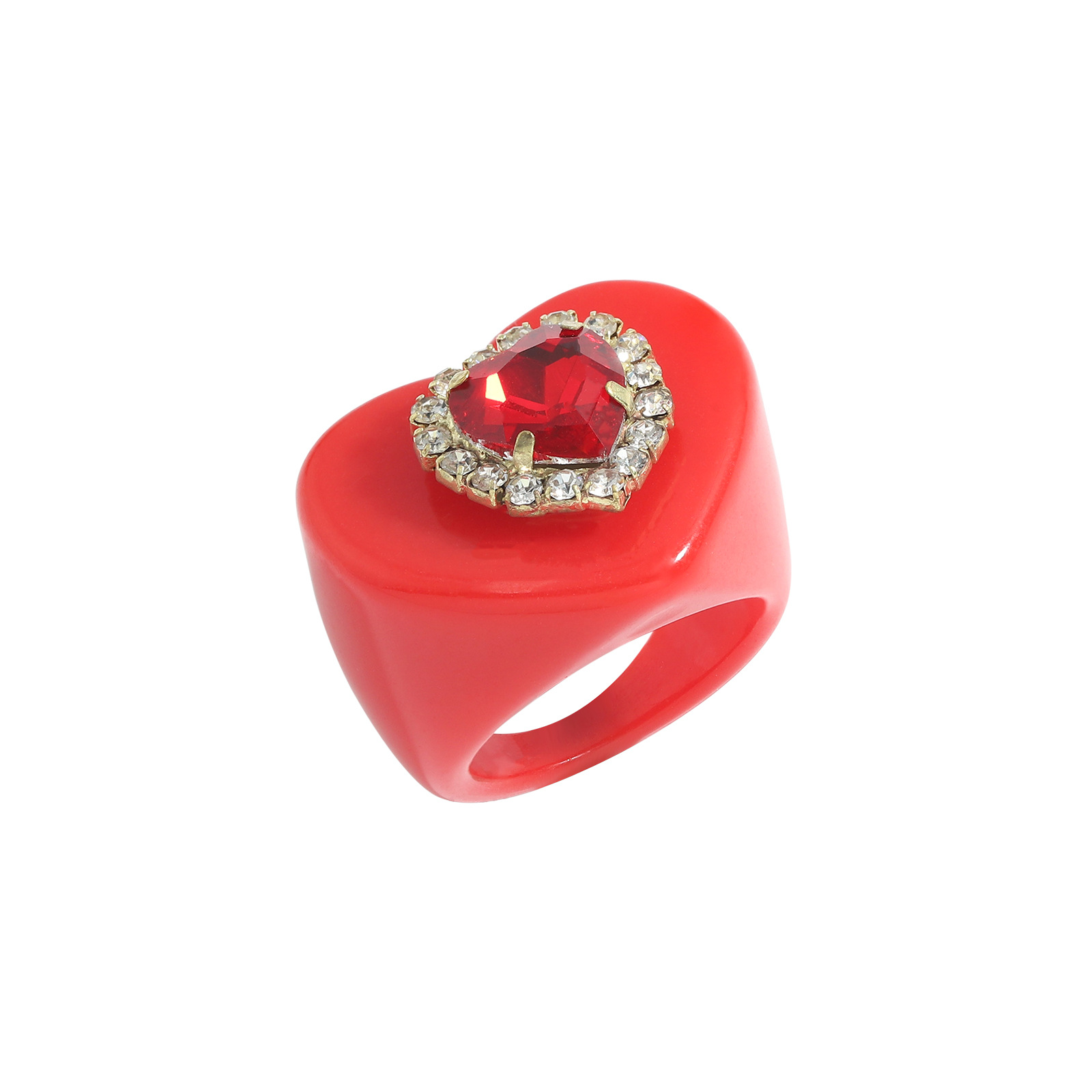 Nihaojewelry Gros Bijoux Nouveau Style Simple Couleur Résine Coeur Bague En Diamant display picture 27