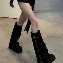 甜酷辣妹不过膝靴子女春秋款2025新款长筒靴小个子裤管厚底靴高筒