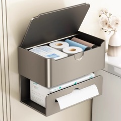 トイレティッシュボックス穴なし家庭用浴室防水ロール紙ラック壁掛け式取り外し可能洗面収納ラック