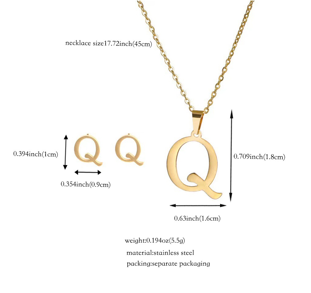 Joyería de titanio, colgante y pendientes unisex, letras inglesas, resistentes al desgaste