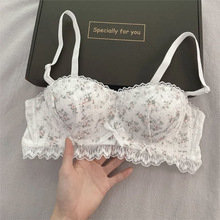 法式碎花小胸聚拢无钢圈纯欲内衣女日系甜美夏季少女学生文 胸套