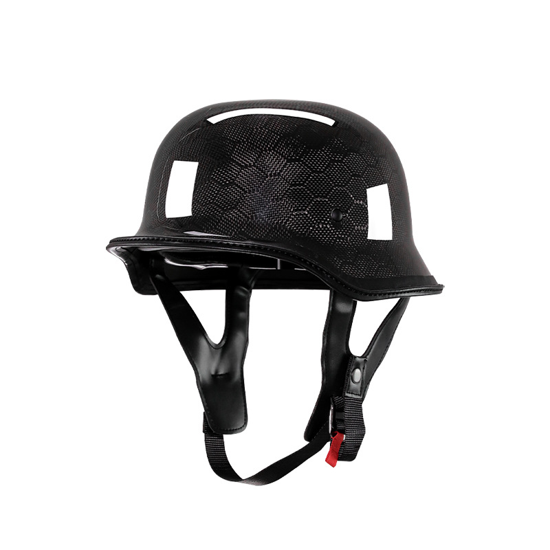 Medio casco de fibra de carbono casco de pala retro casco de motocicleta de crucero locomotora casco de soldado alemán certificado 3C