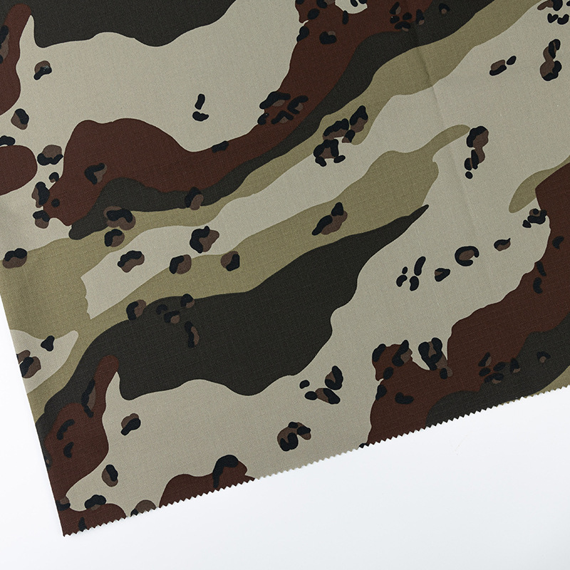 涤棉混纺美式中东六色斑点巧克力沙漠防撕裂格子迷彩布面料