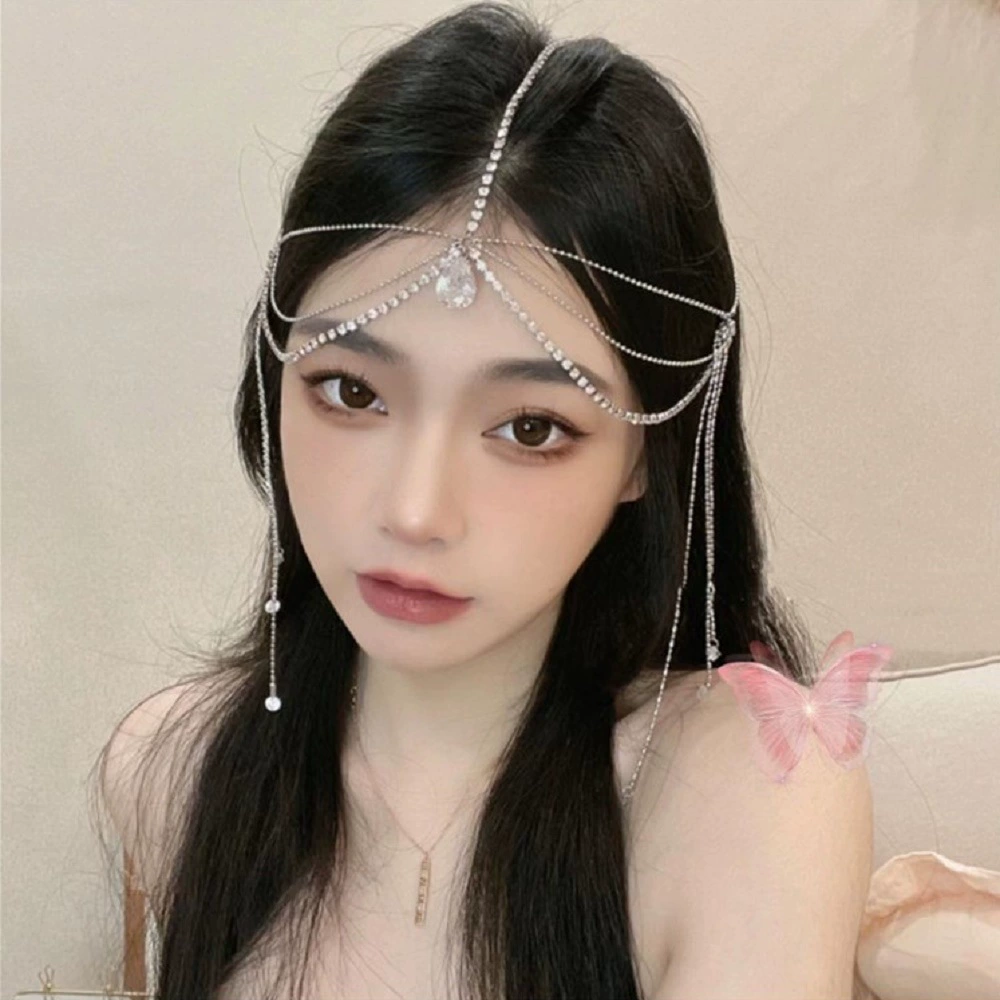 Фея кристалл кулон для бровей Джинн экзотические аксессуары для волос женские антикварные ханьфу занавески с кисточками свадебное платье головной убор Головной убор