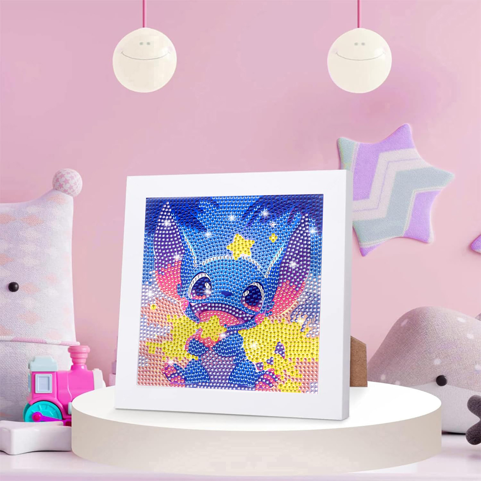 Star Baby Stitch con marco de pintura de diamantes juguetes educativos paquete de material de diamantes de cristal bricolaje pegatinas hechas a mano para niños