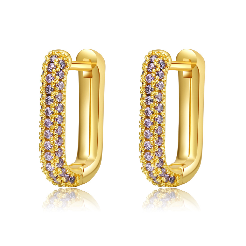 Fashion U Shape Copper Plating Zircon Earrings 1 Pair