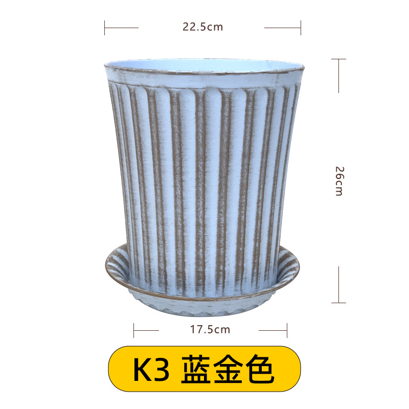 Venta al por mayor retro estilo europeo galón maceta de plástico maceta hogar Hortensia Rosa alambre Lotus resina maceta