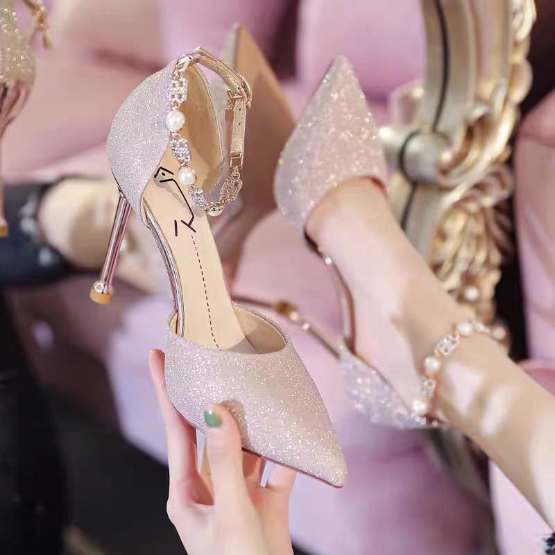 Unique Designer High-Heeled Sandals for Women, Thin Heels, 2026 Summer New Bridal Wedding Shoes, Internet Celebrity Style Single Shoes