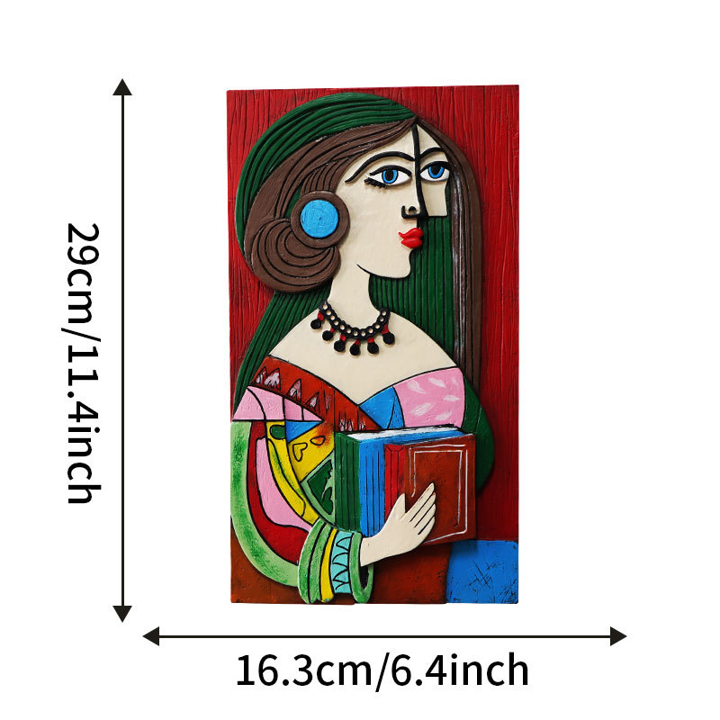 Amazon Overseas Specializes in Creative Resin Abstract Girl Face Holding Book Hanging Indoor Coffee Tavern Wall Hangings