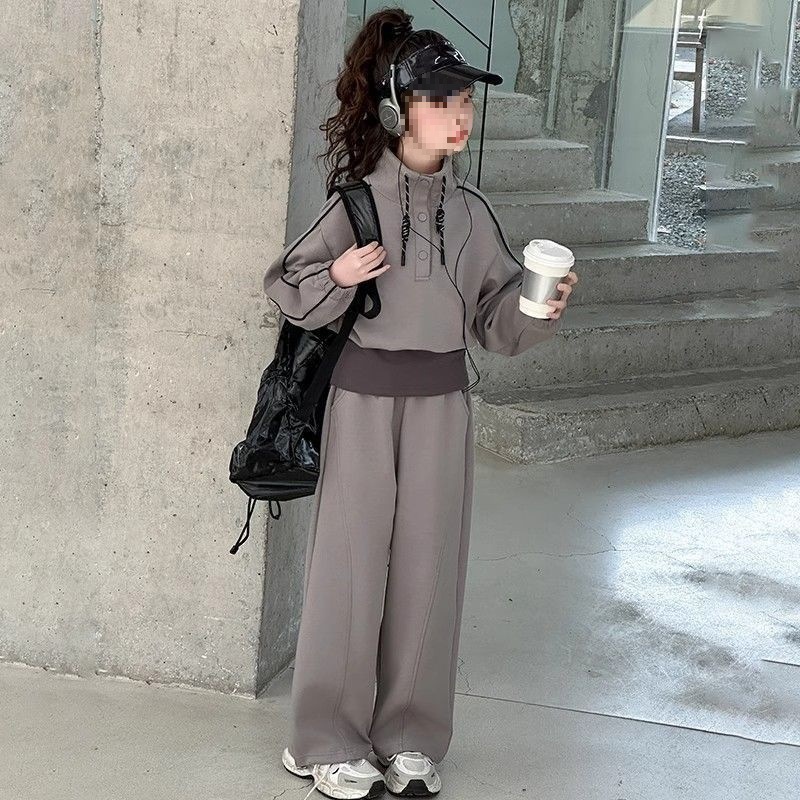 女童春秋假两件休闲套装2025新款儿童秋装大童秋季宽松卫衣两件套