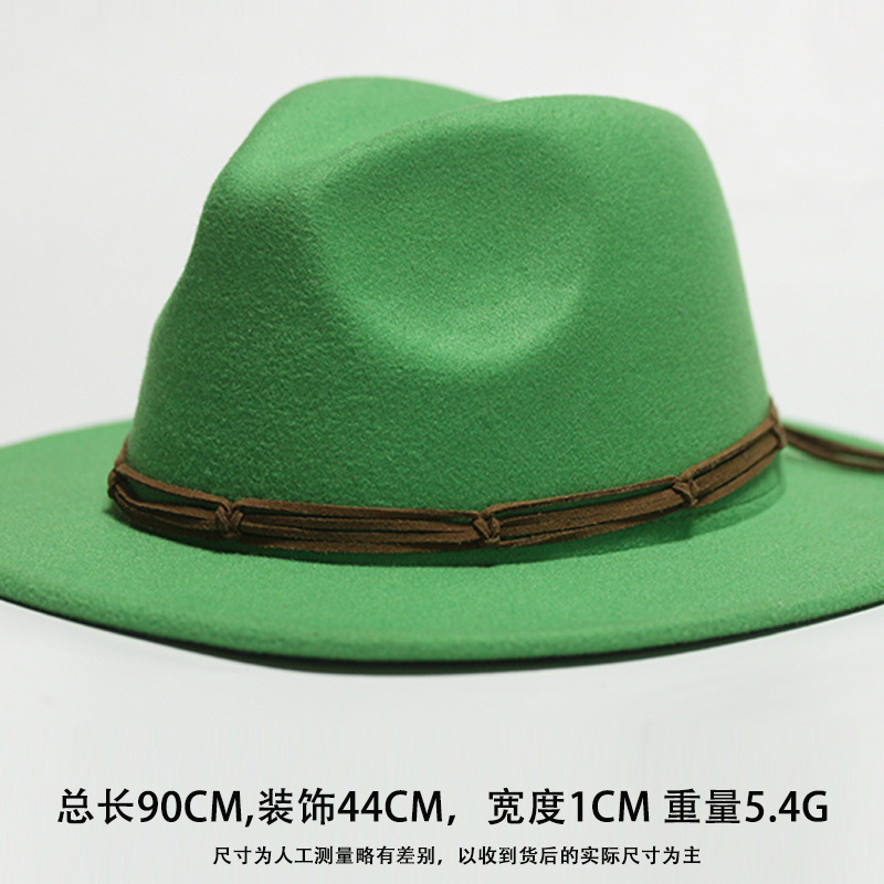 Nuevo sombrero Pu Correa remachada sombrero con sombrero vaquero de piedra elástica sombrero de fieltro cinturón de tejido modelo Pu sombrero con accesorios
