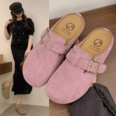 跨境复古包头勃肯鞋女2025夏季新款外贸批发懒人一脚蹬半拖博肯鞋