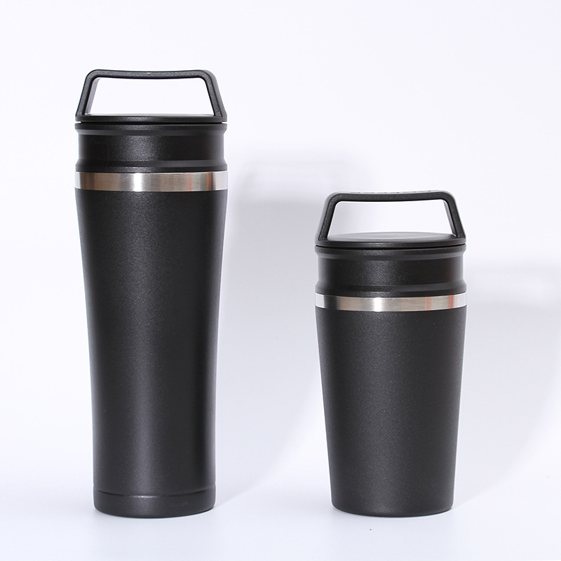 Nuevo 304 taza de café portátil de acero inoxidable al aire libre taza de coche portátil personalidad creativa doble tapa ventosa