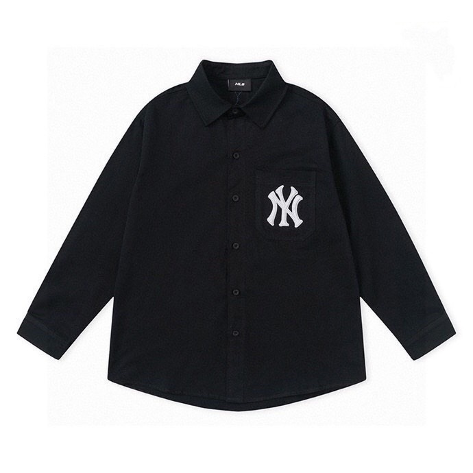 高バージョンMLB韓国トレンドNYレタービッグロゴ、胸元に25の新しいボタンシャツカップルトップスが刺繍されています|undefined