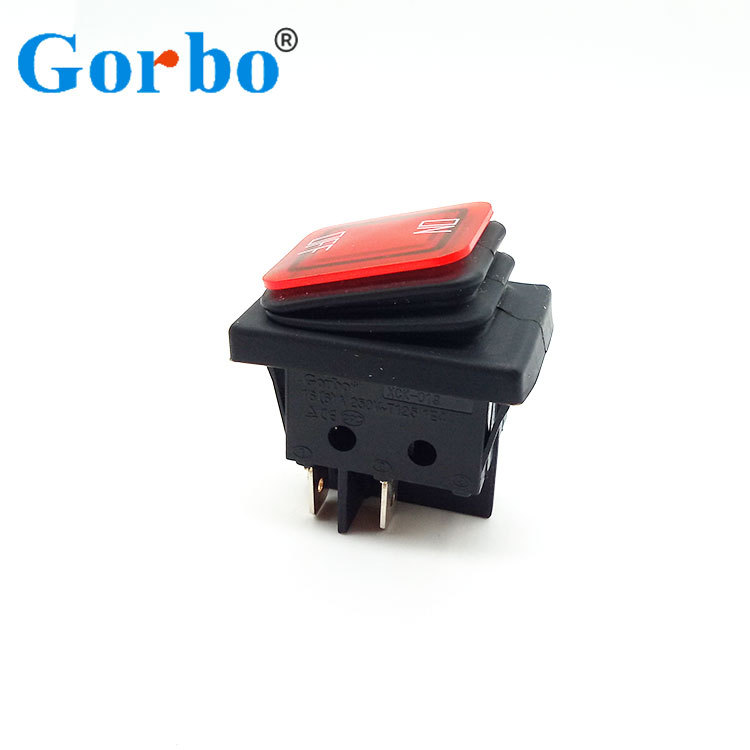 KCD4船型开关带灯防水开关 六脚带灯翘板开关防水一体6脚2挡带灯