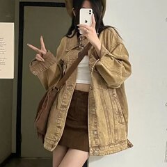 アメリカのレトロな茶色のデニムのコート