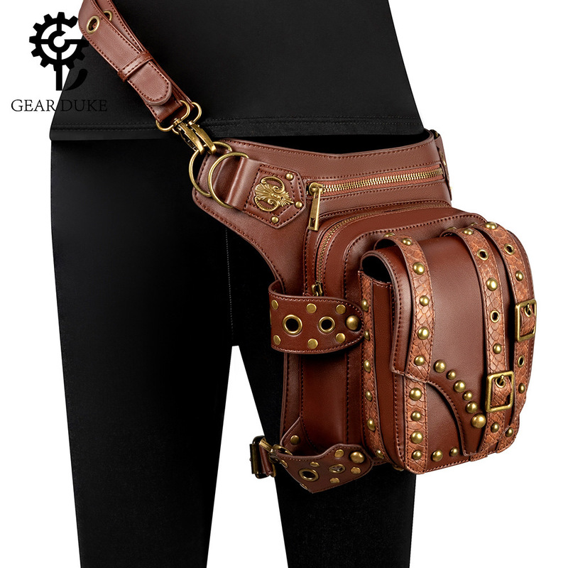 Cross-border amazon wish punk rock locomotive chain bag women's shoulder messenger bag men's waist bag a generation of hair