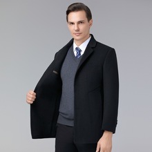 2025秋冬品牌男装双面呢羊毛大衣西装领商务中长毛呢西装外套男
