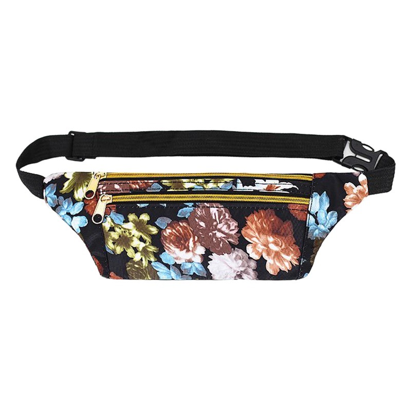 Ethnic Style Floral Cloth Waist Bag, Sports Running Multi-Functional Coin Purse, Ultra-Thin Women's Outdoor Mobile Phone Bag, Cross-Body Lightweight