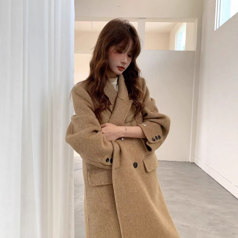 Casual Loose Double-Faced Wool Coat with Regular Shoulders, 2025 Autumn and Winter New Versatile Commuter Style Long Coat for Women