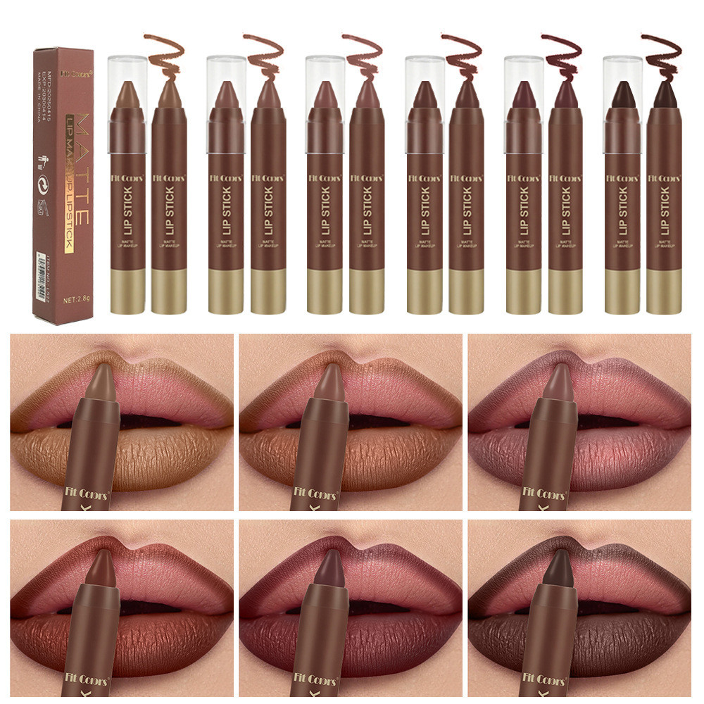 Fit Colors 6-color Matte Chocolate Soft Mist, Not Easy To Transfer, Lip Liner Lipstick, European And American Brown,_voghion.com