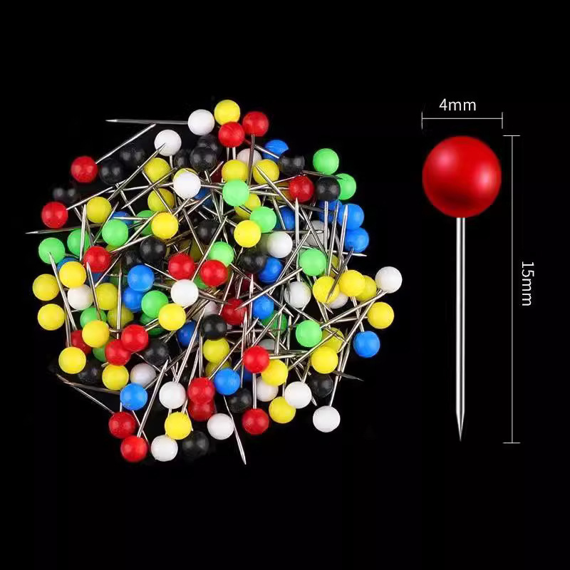 10 colores 500 agujas de plástico de color 10 agujas de mapa de color agujas de bola