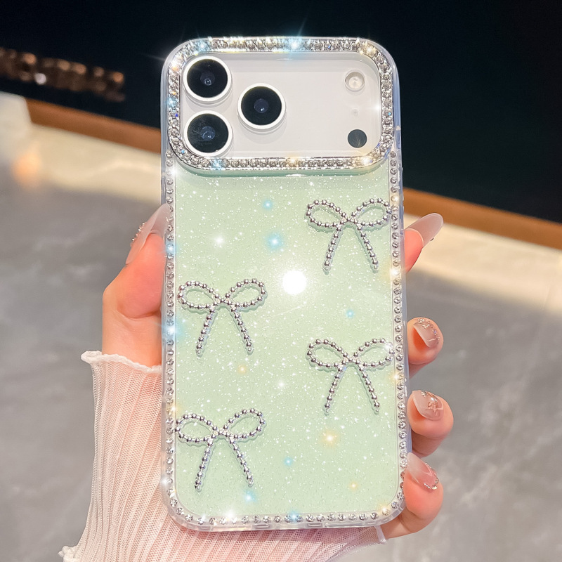 闪粉珍珠蝴蝶适用iPhone17Air苹果16E手机壳15promax奢华闪钻跨境|undefined