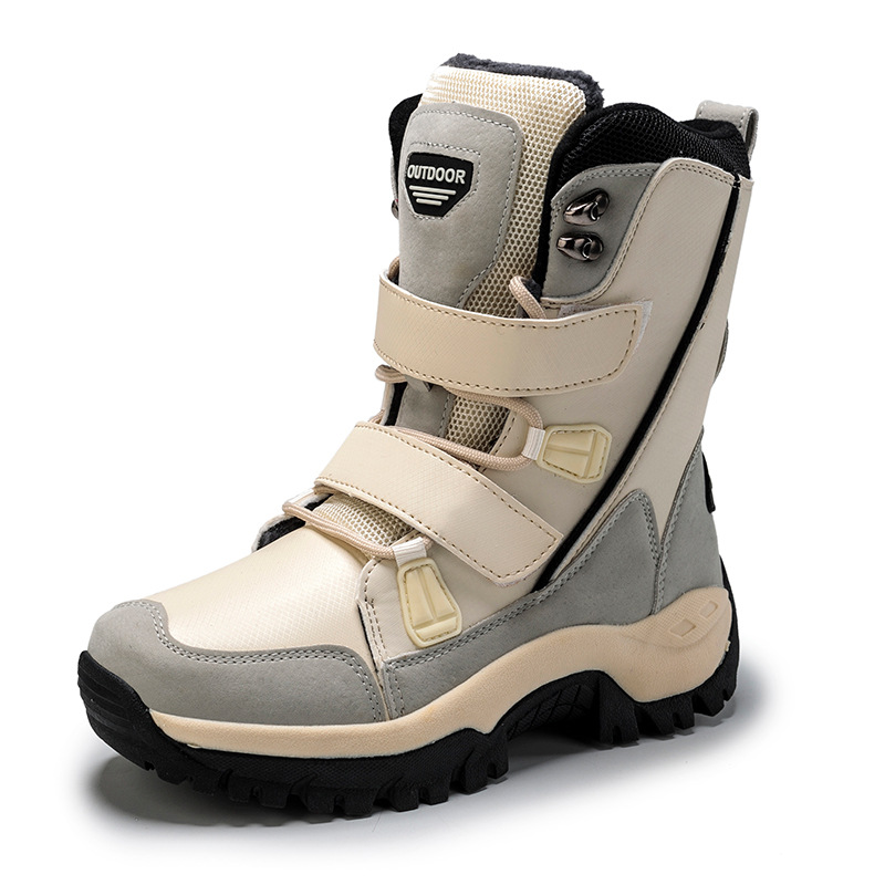 Zapatos de algodón deportivos casuales velcro botas de nieve de tubo medio largo calentamiento grueso zapatos de mujer