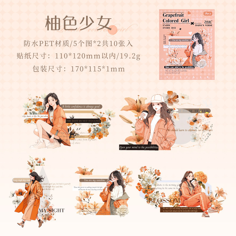 Daisies de poesía transparente impermeable mascota pegatinas de cuentas de mano bolsas diy diario de cuentas de mano materiales decorativos pegatinas retrógradas