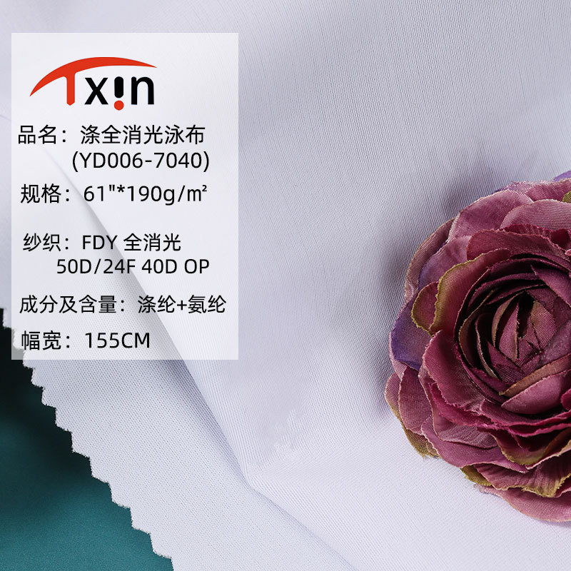 厂家供应涤全消光泳布 全消光50D涤氨网布190克重高弹泳装面料
