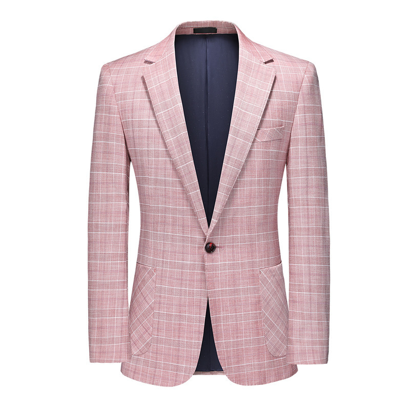 European Station 2025 Men's Suit Jacket Slim Fit Korean Style Single Jacket Top Pink Dx684 European Station 2025 Men's Suit Jacket Slim Fit Korean Style Single Jacket Top Pink Dx684