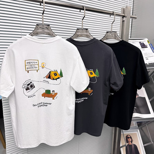 Solo Cool Sense Trendy Brand T Men's Summer Camping Printed Fashionable Short-sleeved Loose Street Trendy T-shirt BBCNF213Y