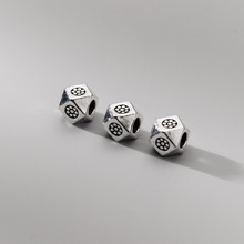 S925银做旧泰银几何切面方隔珠手串散珠手工diy编绳配件材料S1110