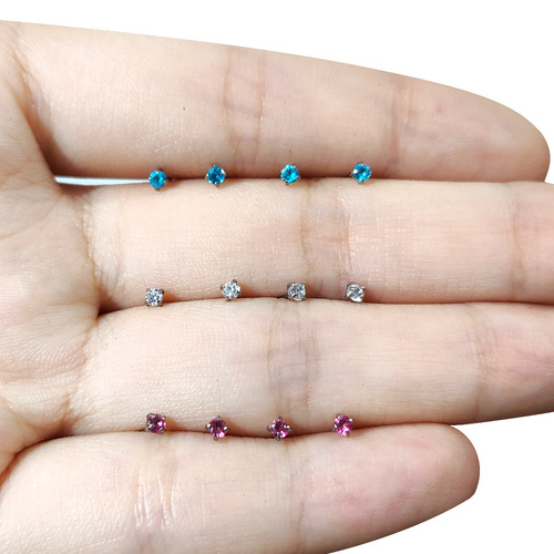 G23 titanium alloy rod claw set with zircon wireless needle rod ear bone nail piercing nose nail G23 needle lip nail wholesale