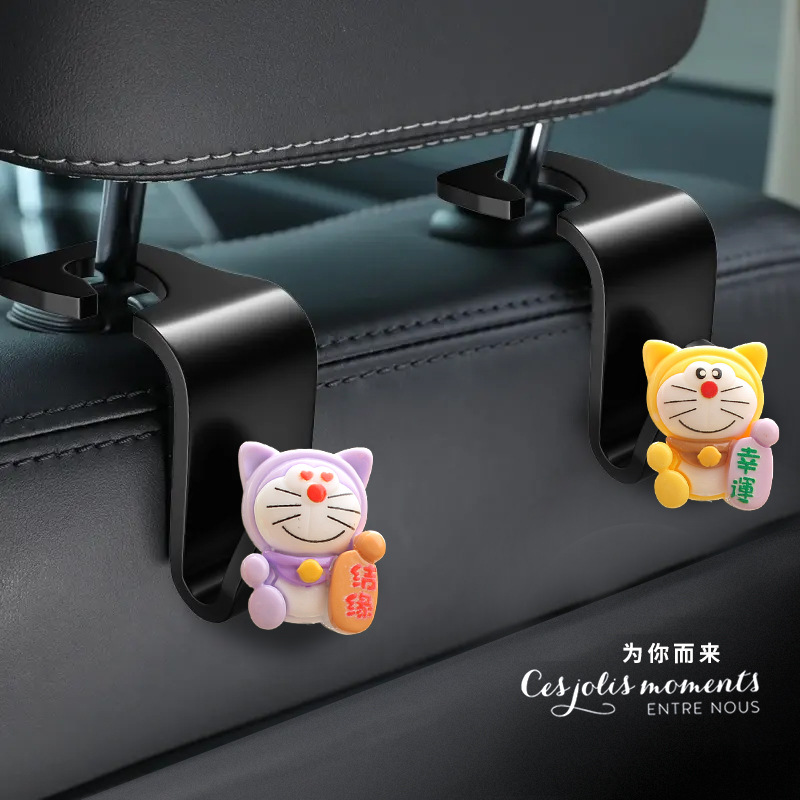 Gancho de coche de dibujos animados jingle cat coche respaldo de silla multifunción gancho de almacenamiento decoración creativa gancho de coche bricolaje