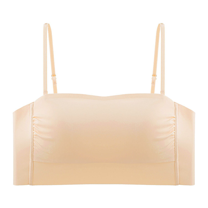 Verano simple brillante sin tirantes sin costuras tubo superior Correa sujetador ultra-Delgado inalámbrico moda todo-fósforo belleza espalda ropa interior