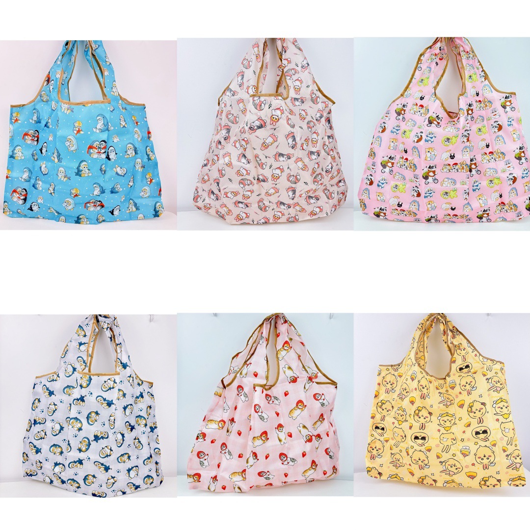 新款鲨鱼猫折叠环保袋可爱吉伊卡哇超市购物袋大容量便捷单肩包