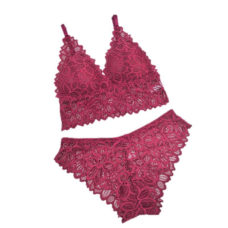 Transfronterizos sexy encaje ropa interior ropa interior para mujeres verano respirado pro piel francesa sin anillo de acero bra set