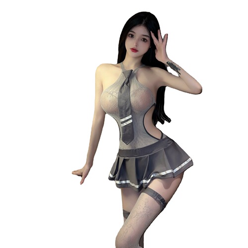 Sexy lingerie, sexy gray suit, uniform, sweet and cool school girl net dress, net dress, one piece drop shipping