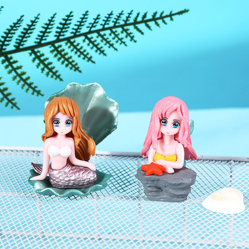 Cute Shell & Mermaid Micro-Landscape Aquarium Fish Tank Decorative PVC Plastic Craft Ornament