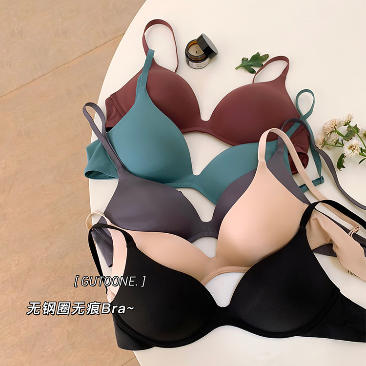 GUTOONE One-Piece Gloss Bra Breathable Push-Up Small Chest Bra Women's Large Chest Underwear GUTOONE One-Piece Gloss Bra Breathable Push-Up Small Chest Bra Women's Large Chest Underwear