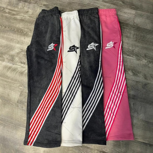 European and American Foreign Trade Men's and Women's Pants Fashion Street Fashion Striped Stitching Loose Casual Sports Pants