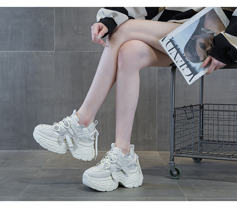 Giày sneaker nữ chunky đế dày tăng chiều cao phong cách Hàn Quốc — M2699 màu đỏ, M2699 màu be chi tiết 12