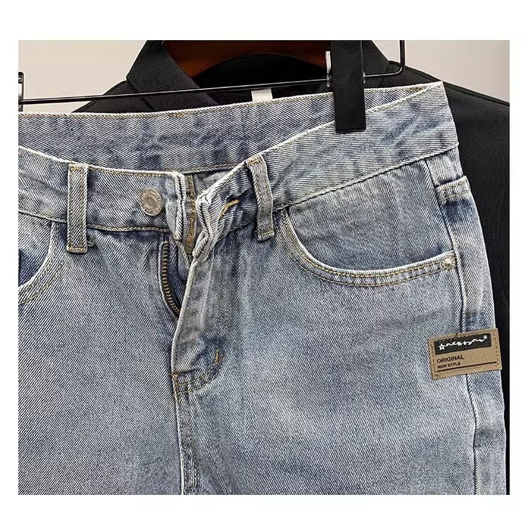 Men's Retro Blue Denim Shorts High End Casual Five Point Pants Summer Trendy Outerwear_mkmklike.com